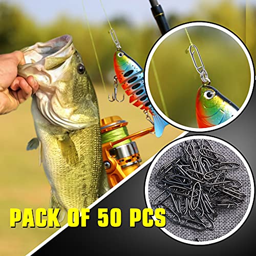 AMYSPORTS High Strength Fishing Snap Saltwater Stainless Connector Snaps Swivels Tackle Steel Power Fishing Clip Lure Quick Change Black Nickel - size: Size3 (70lb) 50 pcs