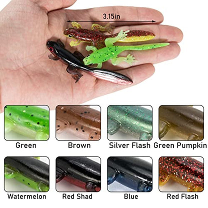Dr.Fish 6 Pack Soft Plastic Frog Baits, 3.2 Inches Tadpole Swimbaits Frog Lures Bass Crappie Lures Creature Lizard Bait Shad Drop Shot Panfish Bluegill - color: Watermelon