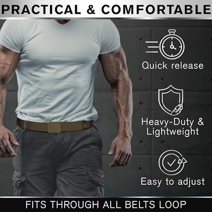 TECEUM Tactical Belt – Heavy-Duty & Quick Release – Military, Work, Rigger, Duty & Utility Belt for Men - color: Buckle 2 - Brown, style: Small-for Waist 30"-36" (Length 45")