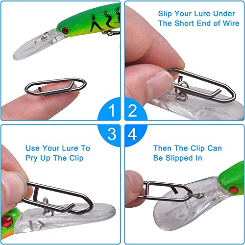 Fishing Power Clips Kit,40PCS High Strength Stainless Steel Speed Clip for Fishing Lure Quick Change, Freshwater Saltwater Crankbait Popper Lures Quick Snap Connector Tackle