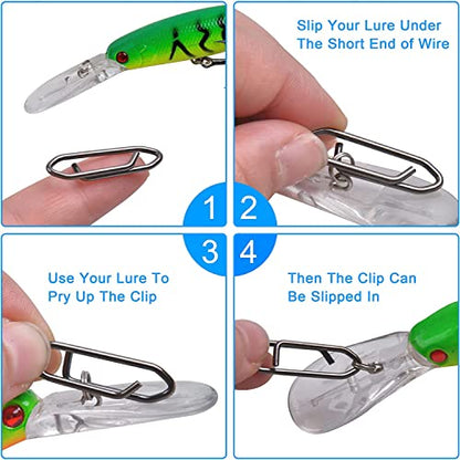 Fishing Power Clips Kit,40PCS High Strength Stainless Steel Speed Clip for Fishing Lure Quick Change, Freshwater Saltwater Crankbait Popper Lures Quick Snap Connector Tackle