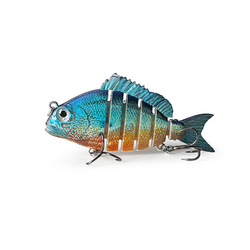 3pcs Multi-Jointed Panfish Bluegill Swimbait Hard Sinking Bass Fishing Lure with Sharp Treble Hooks, Lifelike Fishing Lures for Bass Trout Walleye Crappie, Amazing Swimbaits Gift - color: 06-3.15inches