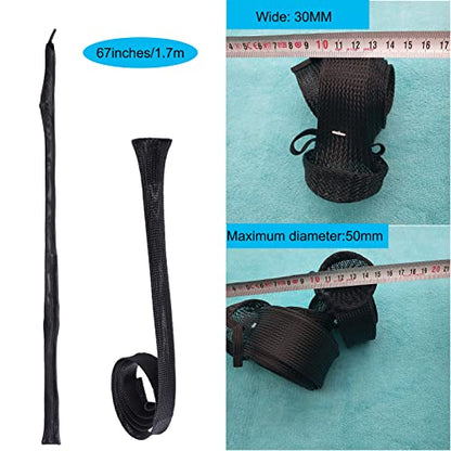 8 Pack Fishing Rod Socks Sleeves, 67 Inches Braided Mesh Rod Protector Cover for Casting/Spinning/Fly/Sea Fishing Rods (Black)