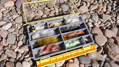Kingfisher Fishing Fly Fishing Boat Streamer Storage Box with Removable Dividers - Yellow