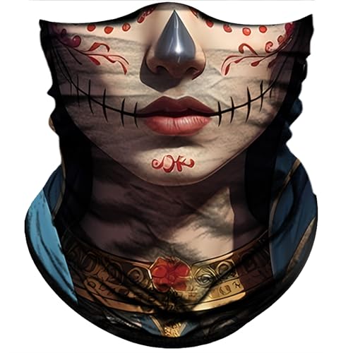 Obacle Skull Face Mask for Women Dust Wind Sun Protection Rave Festival Riding - color: Women Tear Lips Gray Nose