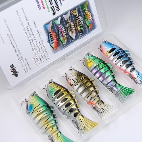 EXAURAFELIS Multi Jointed Swimbaits Fishing Lures for Bass Trout Perch Slow Sinking Lifelike Fishing Lure Kit Swimming Lures Freshwater Saltwater Tackle Box - color: ColorB - 7segment multi-jointed Swimbaits - 4 inch