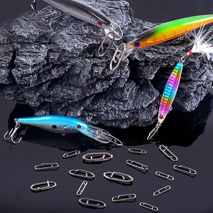 OROOTL Fishing Power Speed Clips Kit, 48/165pcs High Strength Stainless Steel Fishing Snap Lure Clip Quick Change Fishing Snaps Clips Set for Freshwater Saltwater Connector Tackle - style: Clip Kit - 48pcs