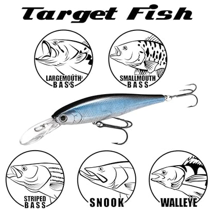 LUCKY CRAFT Pointer 78DD Freshwater Fishing Lure and Gear for Bass & Trout, 3 inch Deep Diving Suspending Jerkbait Fishing Line, Pressure-Ready Fish Bait, Premium Gear for Tackle Box, - color: 270 MS American Shad