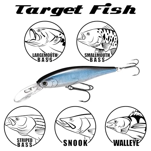LUCKY CRAFT Pointer 78DD Freshwater Fishing Lure and Gear for Bass & Trout, 3 inch Deep Diving Suspending Jerkbait Fishing Line, Pressure-Ready Fish Bait, Premium Gear for Tackle Box, - color: 270 MS American Shad