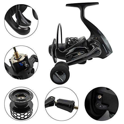 Fishdrops Spinning Fishing Reels 12+1BB Ultra Lightweight Carved Aluminum Spool Reels Affordable Smooth Spinning Reels - size: Size1000