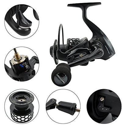Fishdrops Spinning Fishing Reels 12+1BB Ultra Lightweight Carved Aluminum Spool Reels Affordable Smooth Spinning Reels - size: Size4000
