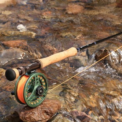 Sougayilang 5/6 Weight 9ft Fly Rod, 4-Piece Graphite Rod, Die Cast Aluminum Reel, Carrying Case, Fly Box & Fishing Flies Combo Starter Kit - color: Fly Fishing Combo #8-Green