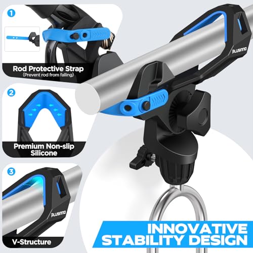 PLUSINNO 1/2/4 Pack Fishing Rod Holder for Ground, Upgraded Rod Holders for Bank Fishing, 360 Degree Adjustable Fishing Rod Holder Equipment, Fishing Gear, Fishing Gifts for Men. - style: Rod Holder-1 Pack