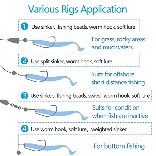 Bass Fishing Hooks 3X Strong Offset EWG Worm Hooks Jigs for Soft Plastic Bait Bass Trout Texas Rig 1-5/0 - size: 150PCS-3/0