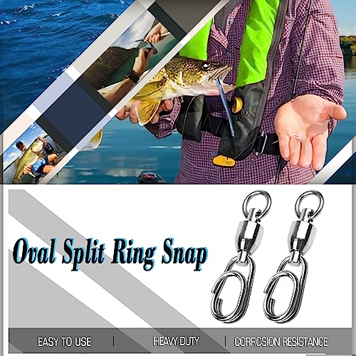 AMYSPORTS High Strength Snap Swivel Stainless Split Rings Fishing Swivel Freshwater Ball Bearing Swivels Fishing Saltwater, 25pcs, 30lbs - size: Size 1+1(42lb) 25 pcs