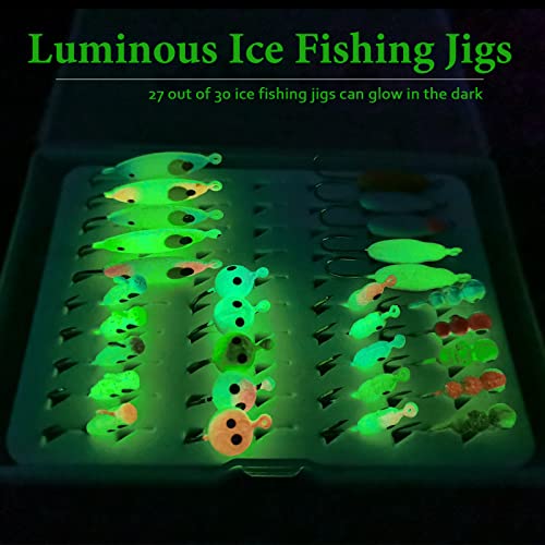 Dovesun Fishing Kit Ice Fishing Jigs Ice Fishing Lures Walleye Fishing Lures Crappie Jigs 135pcs/58pcs/45pcs/34pcs/30pcs/8pcs - color: D-Ice fishing jigs 30pcs