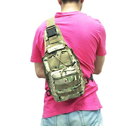 Qcute Tactical Backpack, Waterproof Military Cross-body Molle Sling Shoulder Backpack Chest Bag for Outdoor Every Day Carry - color: Cp Camouflage