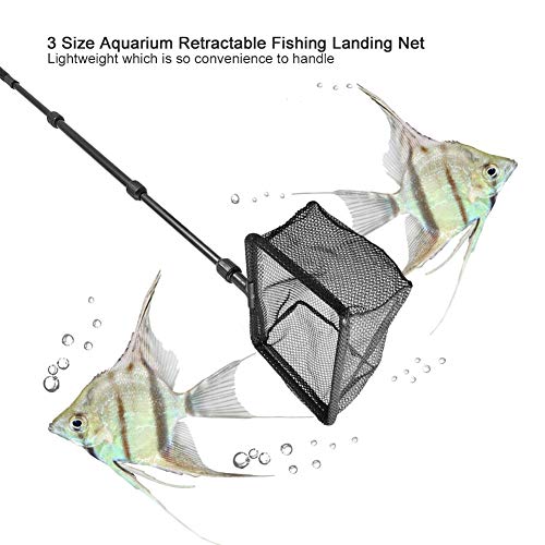 Aquarium Fishing Landing Net, Lightweight Telescoping Floating Catch and Release Tool for Tanks Ponds Plastic Black M 20 x 15 x 90cm 1 Pack - size: Medium