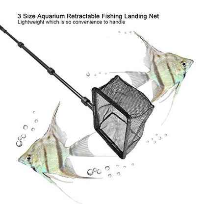 Aquarium Fishing Landing Net, Lightweight Telescoping Floating Catch and Release Tool for Tanks Ponds Plastic Black M 20 x 15 x 90cm 1 Pack - size: Medium