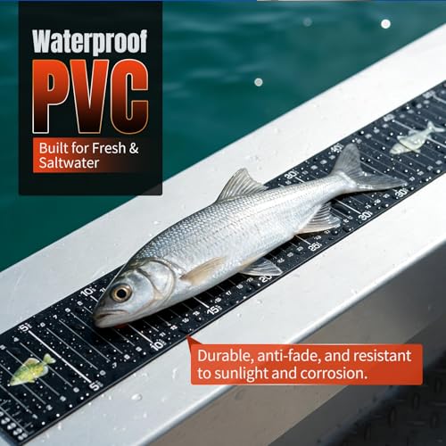 51 x 6.5 Inch Glow in The Dark Fish Ruler for Boat, Waterproof PVC Fish Measuring Sticker, Large Scale Fishing Measuring Tape for Big Fish, Self-Adhesive and Durable – 1PCS