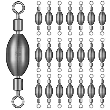 Seenelling 20 Pcs Brass Fishing Sinker Swivel Fishing Weights Saltwater Bullet Sinkers Drop Shot Weight Egg Sinkers with Swivel Rolling Removable Freshwater - size: 1/8 oz