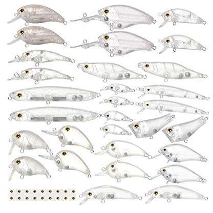 Blank Hard Lures Kit Unpainted Fishing Baits Sets Crankbait Wobblers Freshwater Fish Lure Wobblers Minnow Lure Bodies Fishing Tackle - color: 30PCS-A