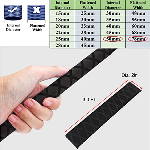 3.3 FT Dia 2'' Heat Shrink Tubing for Fishing Rod Handle Repair Sleeve Shrink Wrap Tubing Heat Shrink Grip Non Slip Waterproof Hand Grip Wrap, Black - size: Dia 50mm-2''(3.3 feet,Black)