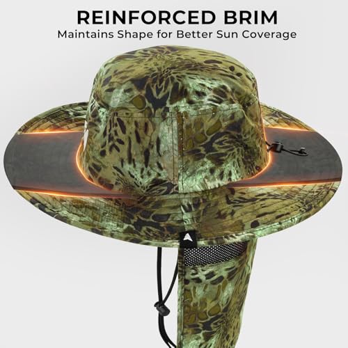 KastKing Sol Armis UPF 50 Boonie Hat - Sun Protection Hat, Fishing Hat, Beach & Hiking Hat, Paddling - color: Z: Prym1 Ambush, size: With Neck Shield