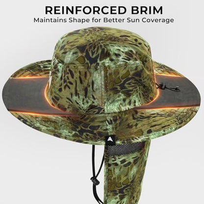 KastKing Sol Armis UPF 50 Boonie Hat - Sun Protection Hat, Fishing Hat, Beach & Hiking Hat, Paddling - color: Z: Prym1 Ambush, size: With Neck Shield
