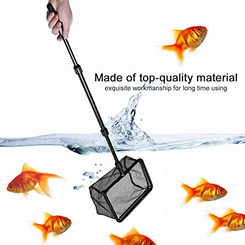 Aquarium Fishing Landing Net, Lightweight Telescoping Floating Catch and Release Tool for Tanks Ponds Plastic Black M 20 x 15 x 90cm 1 Pack - size: Medium