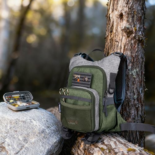QulayQualy Fly Fishing Pack - Chest Pack with Work Station Lightweight Tackle Fishing Bag with Quick-Release - color: Green, size: M-11''