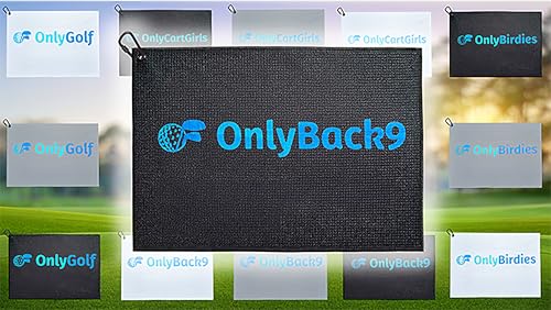 OnlyGolf Funny Microfiber Golf Towel – Large 14" x 20" Clip for Golf Bags Clubs Balls Perfect Golf Gag Gift Enthusiasts Waffle Men Premium Carabiner (Black OnlyBack9) - color: Black Onlyback9