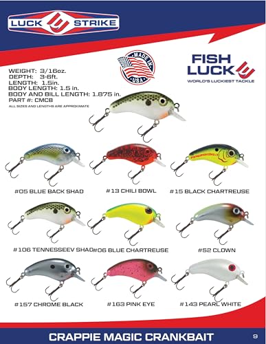 Crappie Magic Crankbait (2 Inch Crappie Lure) Made in the USA - color: Clown