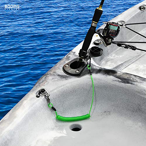 Booms Fishing T02 Fishing Pole Tether, Kayak Paddle Leash, Paddle Board Fishing Accessories, Heavy Duty Fishing Lanyard for Fishing Tools/Rods/Paddles - color: Green with 5.9" RB1 Belt, 2pcs