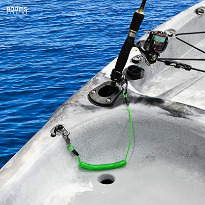 Booms Fishing T02 Fishing Pole Tether, Kayak Paddle Leash, Paddle Board Fishing Accessories, Heavy Duty Fishing Lanyard for Fishing Tools/Rods/Paddles - color: Green with 5.9" RB1 Belt, 2pcs