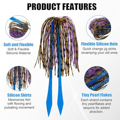 Silicone Jig Skirts Replacement Spinnerbait Skirts Fishing Lure Skirt Quick Change Umbrella Skirt for Spinnerbaits Buzzbaits Bass Fishing Jig Lure Making Supplies, 10/20pcs - color: 10 Packs