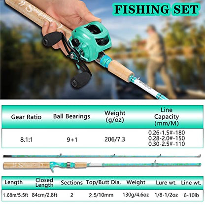Sougayilang Fishing Rod and Reel Combo, 2-Piece 5-Foot 6-Inch Graphite & Fiberglass Rod, Durable and Strong, Quickset Anti-Reverse Fishing Reel (1Pack/2Pack) - color: Mix Combo - Right- 2PACKS