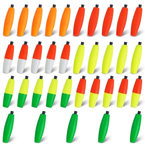 SILANON Peg Floats Fishing Bobbers,Foam Cigar Fishing Floats Bobbers Catfish Floats Slip Fishing Cork Bobbers with Pipe Plug for Catfish Santee Rig Freshwater Saltwater Fishing - size: 2.5 inch, style: Mixed 7 Colors-35pcs