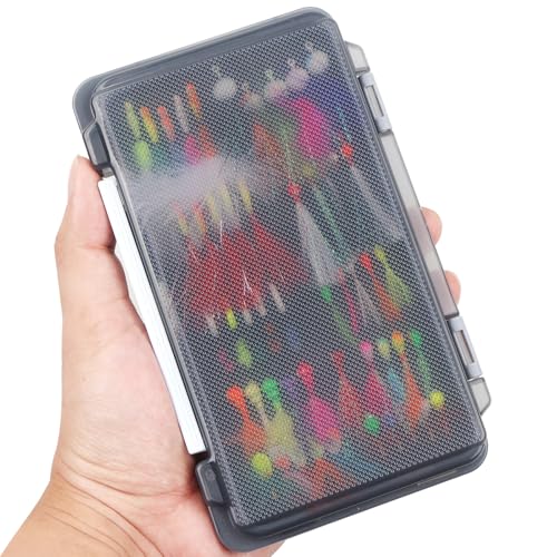 Ice Fishing Jigs Kit 100pcs Lures Bait Icefishing Set Crappie Jig Hooks Gear Accessories for Walleye Panfish with Tackle Box Gifts for Men - color: 50pcs Fly Ice Jig with Lure Box