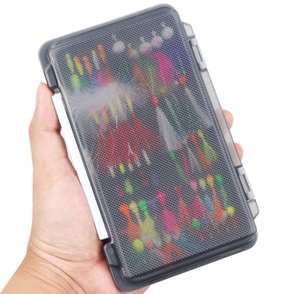 Ice Fishing Jigs Kit 100pcs Lures Bait Icefishing Set Crappie Jig Hooks Gear Accessories for Walleye Panfish with Tackle Box Gifts for Men - color: 50pcs Fly Ice Jig with Lure Box