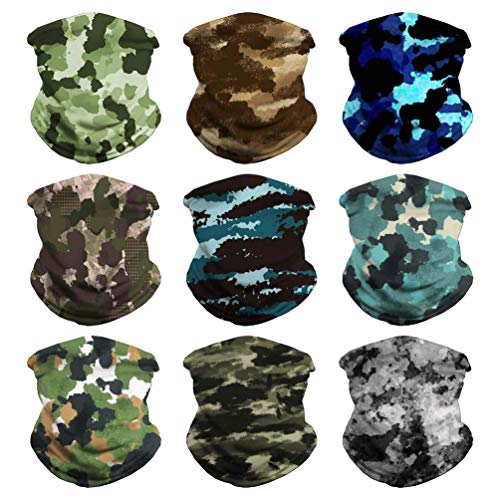 VCZUIUC Neck Gaiter Face Cover Mask Balaclava for Men and Women - color: 9pcs Camo-4, size: One Size