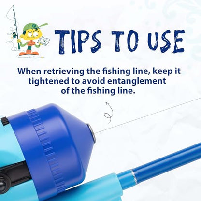 Kids Fishing Pole, Telescopic Fishing Rod, Toddler Collapsible Fishing Rod and Reel Combo with Tackle Box, Fishing Line, Bobber, and Soft Lures for Boy, Girl, Youth, Beginner, Over 4 Years Old - color: blue