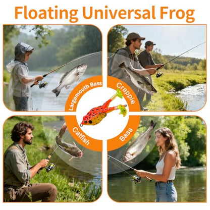 Keenjorika Soft Frog Fishing Lures 3 Pack, Topwater Floating Weedless Frog Baits with Rotating Kicking Legs, Lifelike Soft Swimbaits for Bass, Trout, Snakehead Fishing, Freshwater & Saltwater - color: 1/5/7