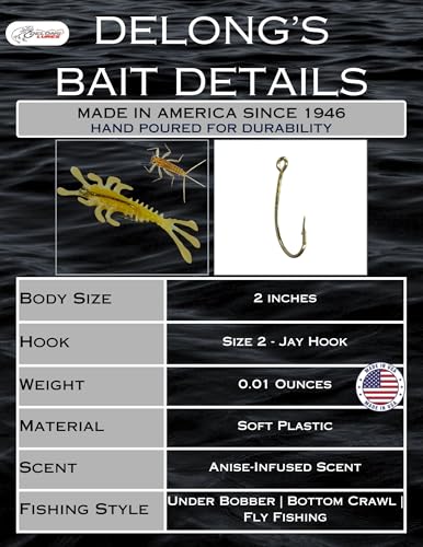 DELONG LURES - Mayfly Nymph Soft Plastic Fishing Bait Lure, Mayfly Lures for Freshwater Saltwater Scented Mayflies for Peacock Bass Largemouth Bass Smallmouth Bass Crappie Panfish and Trout - color: Mayfly 30 Pack