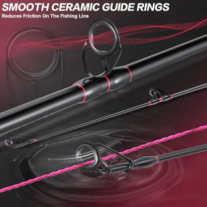 Sougayilang Surf Fishing Rod Portable Travel MH/H Surf Spinning Rod 4 Piece Carbon Fiber Saltwater Fishing Rod 10'/11'/12'/15' - color: gray, size: 11ft-Spinning-4Pc-MH