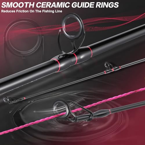 Sougayilang Surf Fishing Rod Portable Travel MH/H Surf Spinning Rod 4 Piece Carbon Fiber Saltwater Fishing Rod 10'/11'/12'/15' - color: gray, size: 10ft-Spinning-4Pc-MH