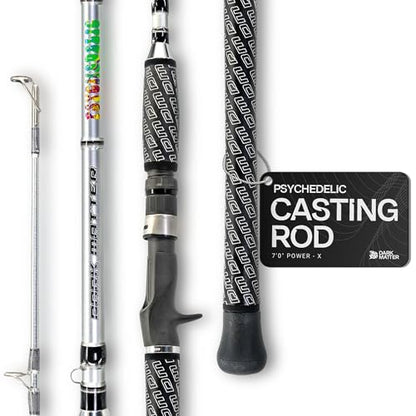 Dark Matter Psychedelic Casting Fishing Rods Medium Heavy Power X - High-Modulus M3 Carbon Nano Baitcaster Rod Saltwater and Freshwater Fishing Rods, 7ft Medium Heavy Baitcasting Rod - color: Silver, size: 7'0" Power - X