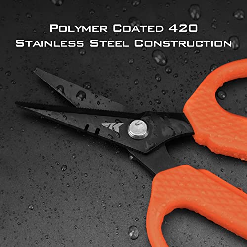 KastKing Kalibrate Fishing Line Spooler & 5’’ Braid Scissors - W/Line Counter, Patented Accessories, Portable, Compact, for Spinning & Casting Reels - No Line Twist, Fishing Gears Gifts for Men - style: Patented Line Spooler & Scissor - Orange