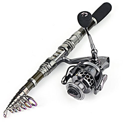 Sougayilang Telescopic Fishing Rod Reel Combos with Carbon Fiber Fishing Pole Spinning Reels and Fishing Accessories - color: Only Fishing Rod and Reel, size: 6.89 Ft Rod + XY 3000 Reel