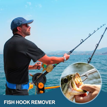 11.5-Inch Fish Hook Remover, Stainless Steel Fishing Tool – Saltwater & Freshwater Hook Extractor Pliers with Serrated Jaw, Non-Slip Safety Dehooker for Anglers